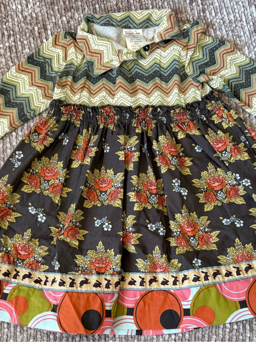 Matilda Jane Green Chevron Top with Brown Floral Dress